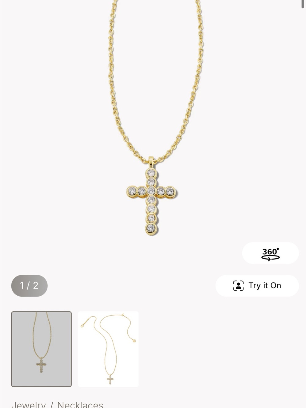 NWT Kendra Scott Gold Crystal Cross Pendant Necklace